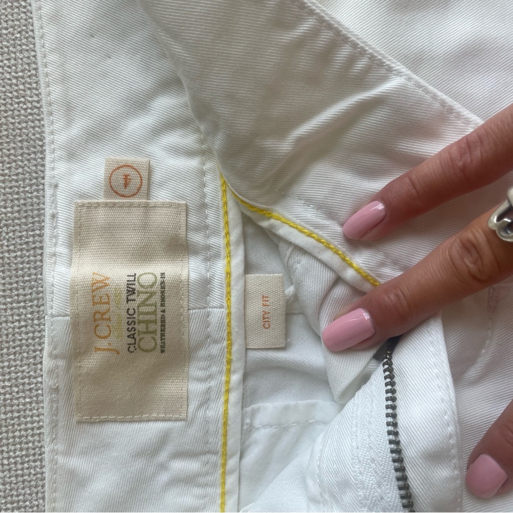 J. Crew White Classic Twill Trousers
